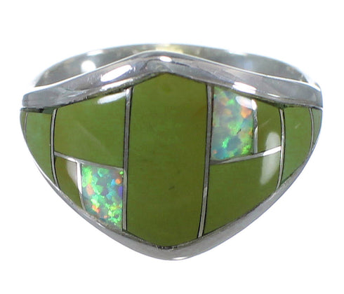Opal And Turquoise Sterling Silver Jewelry Ring Size 8-1/4 AX52314